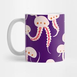 Pink Abstract Octopuses in a Deep Purple Sea - Super Cute Colorful Cephalopod Pattern Mug